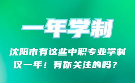 沈阳市有这些中职专业学制仅一年！有你关注的吗？